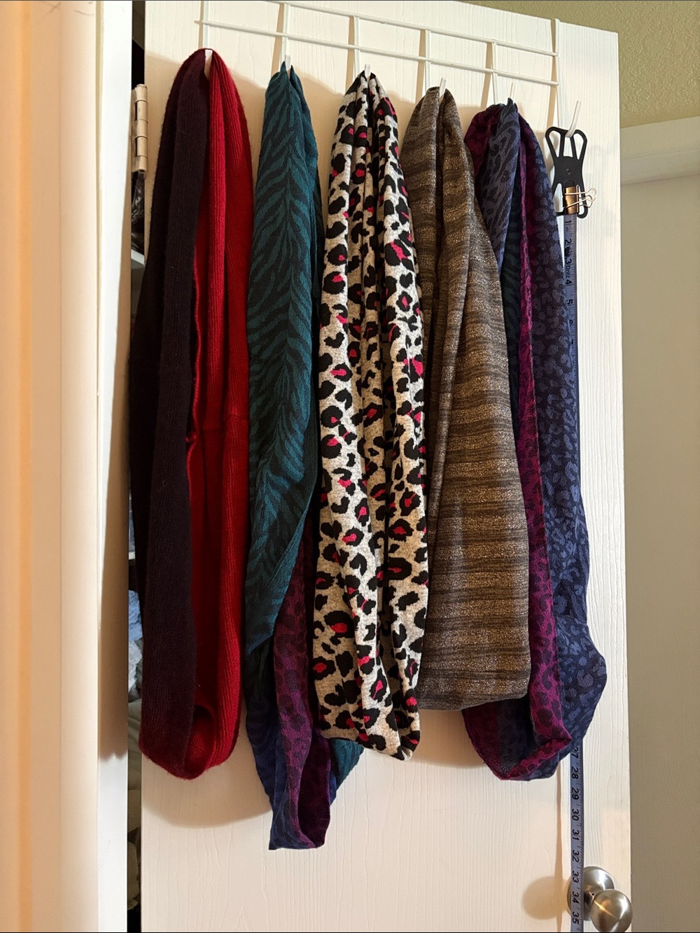 Cozy Mixed-Pattern Women's Scarves - Burgundy, Teal, Cream & Gray